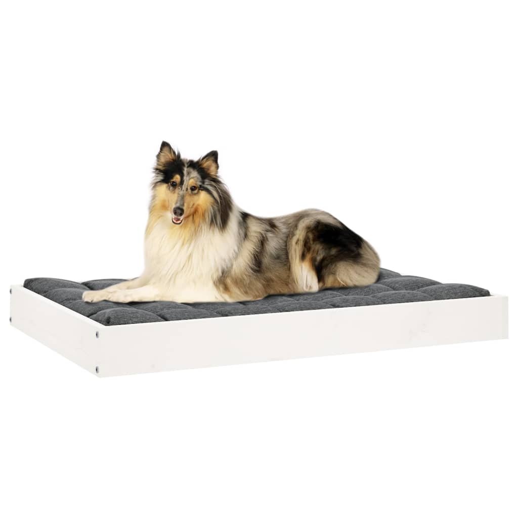 vidaXL Dog Bed White 36"x25.2"x3.5" Solid Wood Pine - USA Pets