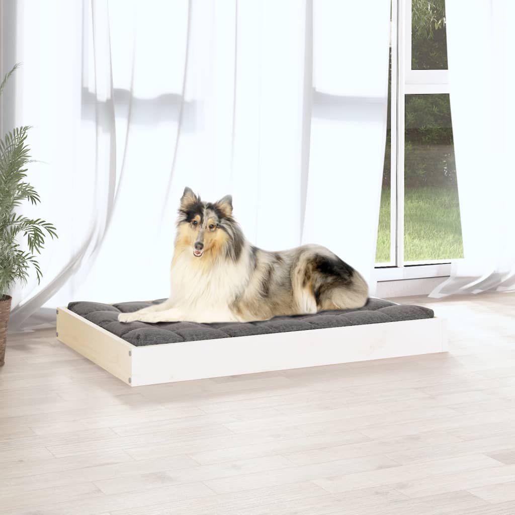 vidaXL Dog Bed White 36"x25.2"x3.5" Solid Wood Pine - USA Pets