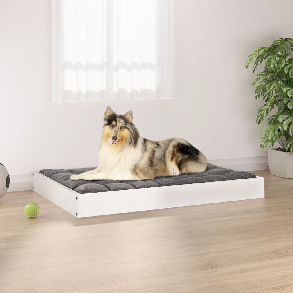 vidaXL Dog Bed White 36"x25.2"x3.5" Solid Wood Pine - USA Pets