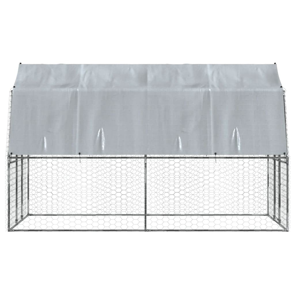 vidaXL Dog Cage with Roof and Door Silver Galvanized Steel - USA Pets