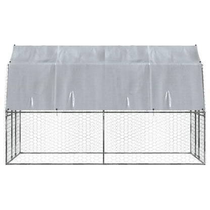 vidaXL Dog Cage with Roof and Door Silver Galvanized Steel - USA Pets