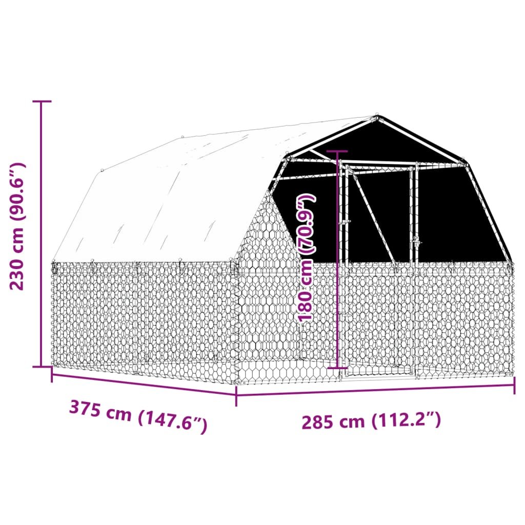 vidaXL Dog Cage with Roof and Door Silver Galvanized Steel - USA Pets