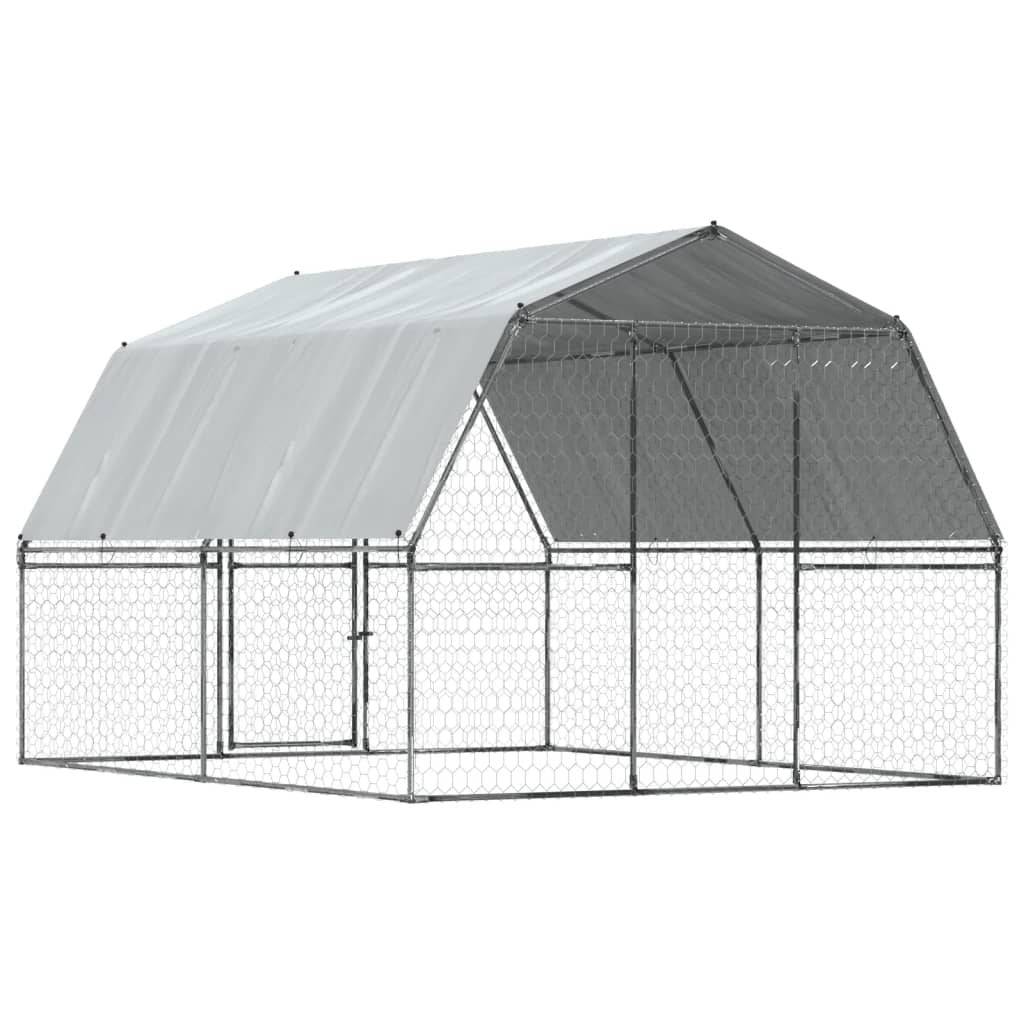 vidaXL Dog Cage with Roof and Door Silver Galvanized Steel - USA Pets