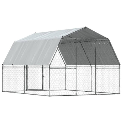 vidaXL Dog Cage with Roof and Door Silver Galvanized Steel - USA Pets