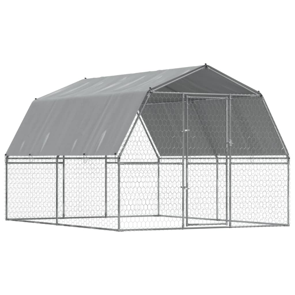 vidaXL Dog Cage with Roof and Door Silver Galvanized Steel - USA Pets