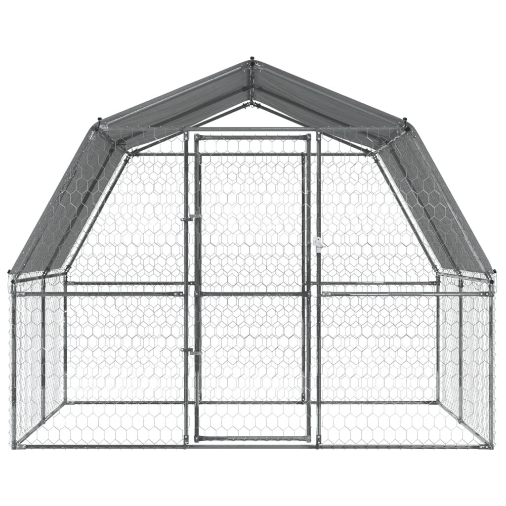 vidaXL Dog Cage with Roof and Door Silver Galvanized Steel - USA Pets