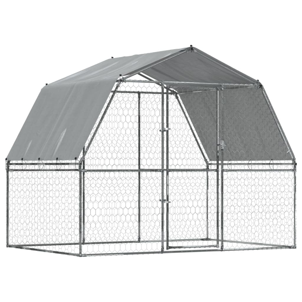 vidaXL Dog Cages with Roof and Door Silver Galvanized Steel - USA Pets