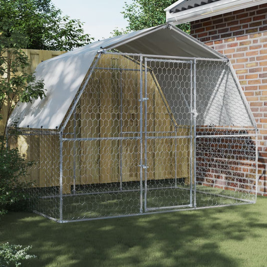 vidaXL Dog Cages with Roof and Door Silver Galvanized Steel - USA Pets