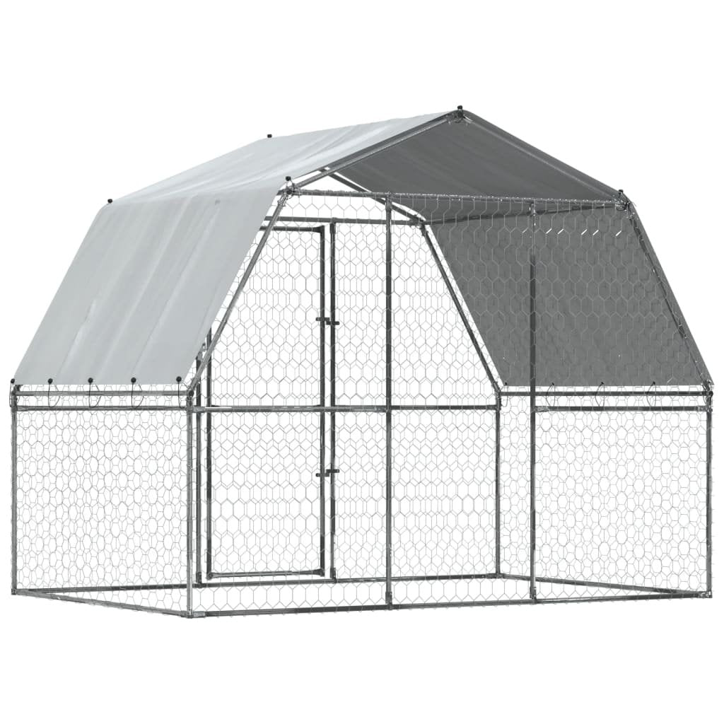 vidaXL Dog Cages with Roof and Door Silver Galvanized Steel - USA Pets