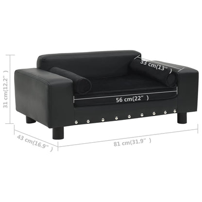 vidaXL Dog Sofa Black 31.9"x16.9"x12.2" Plush and Faux Leather - USA Pets