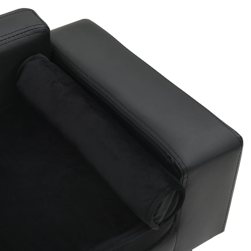 vidaXL Dog Sofa Black 31.9"x16.9"x12.2" Plush and Faux Leather - USA Pets