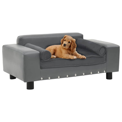 vidaXL Dog Sofa Gray 31.9"x16.9"x12.2" Plush and Faux Leather - USA Pets