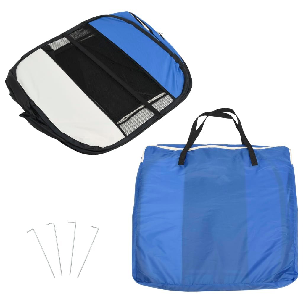 vidaXL Foldable Dog Playpen with Carrying Bag Blue 35.4"x35.4"x22.8" - USA Pets