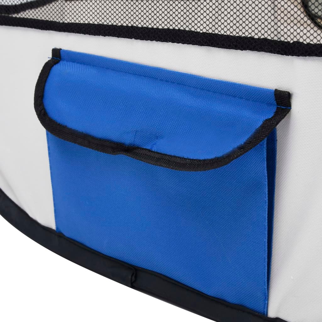 vidaXL Foldable Dog Playpen with Carrying Bag Blue 35.4"x35.4"x22.8" - USA Pets