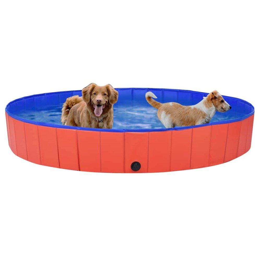 vidaXL Foldable Dog Swimming Pool Red 78.7"x11.8" PVC, 92600 - USA Pets