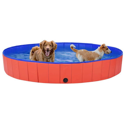 vidaXL Foldable Dog Swimming Pool Red 78.7"x11.8" PVC, 92600 - USA Pets