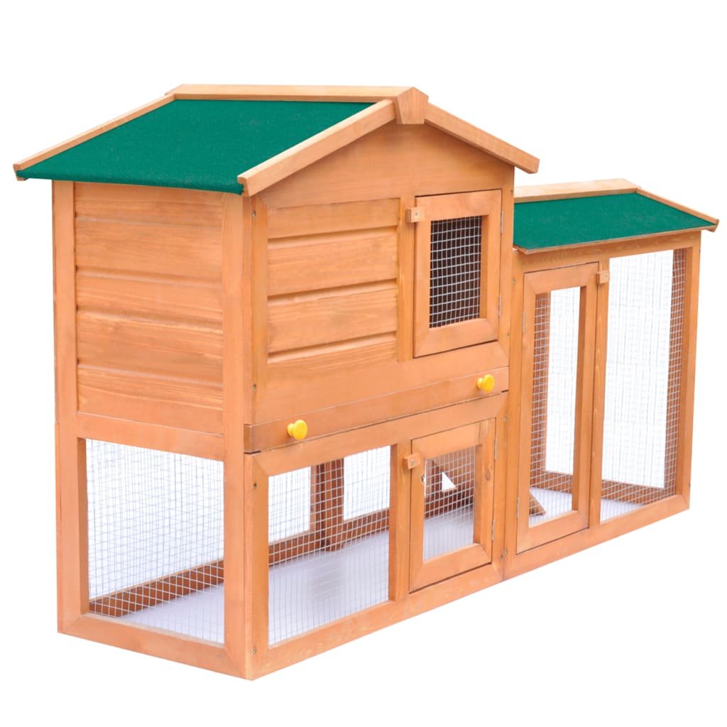 vidaXL Outdoor Large Rabbit Hutch Small Animal House Pet Cage Wood - USA Pets