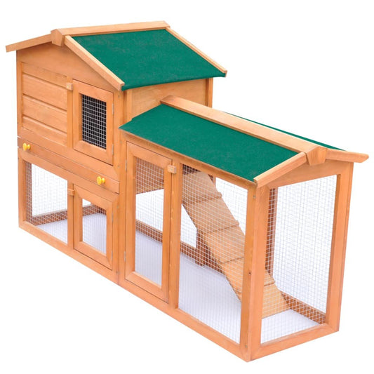 vidaXL Outdoor Large Rabbit Hutch Small Animal House Pet Cage Wood - USA Pets