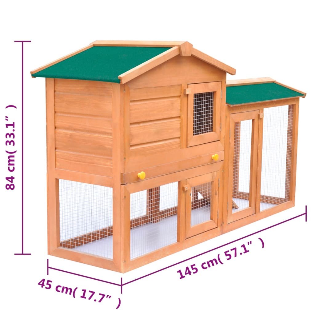 vidaXL Outdoor Large Rabbit Hutch Small Animal House Pet Cage Wood - USA Pets