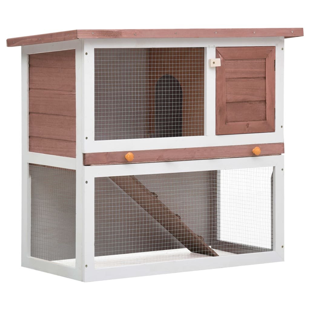 vidaXL Outdoor Rabbit Hutch 1 Door Brown Wood - USA Pets