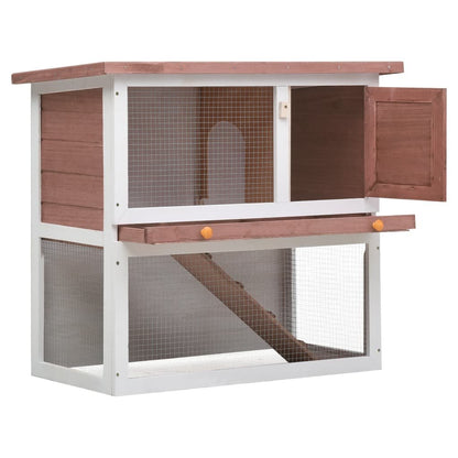 vidaXL Outdoor Rabbit Hutch 1 Door Brown Wood - USA Pets