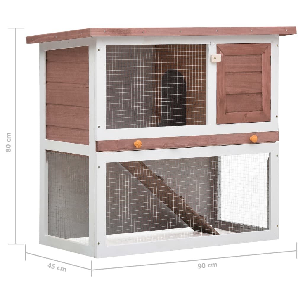 vidaXL Outdoor Rabbit Hutch 1 Door Brown Wood - USA Pets