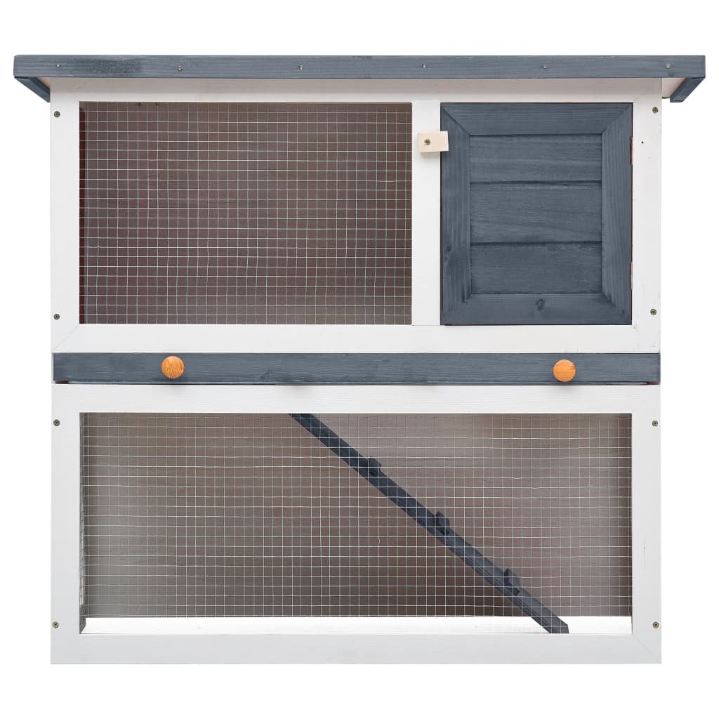 vidaXL Outdoor Rabbit Hutch 1 Door Gray Wood - USA Pets