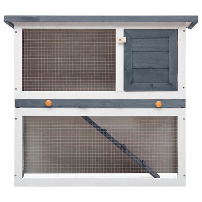 vidaXL Outdoor Rabbit Hutch 1 Door Gray Wood - USA Pets