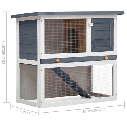 vidaXL Outdoor Rabbit Hutch 1 Door Gray Wood - USA Pets