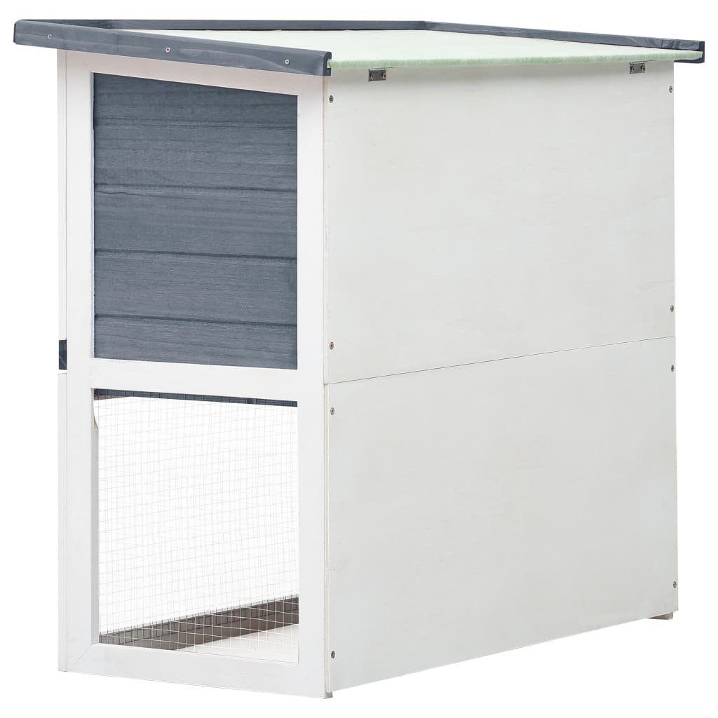 vidaXL Outdoor Rabbit Hutch 1 Door Gray Wood - USA Pets