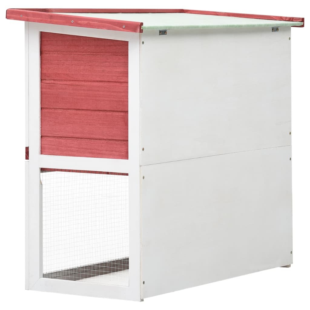 vidaXL Outdoor Rabbit Hutch 1 Door Red Wood - USA Pets