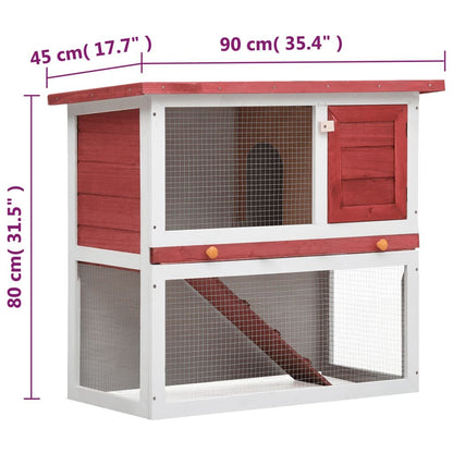 vidaXL Outdoor Rabbit Hutch 1 Door Red Wood - USA Pets