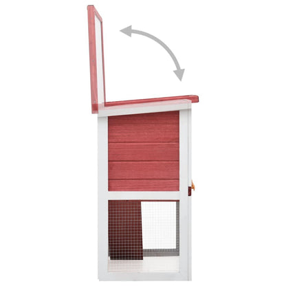 vidaXL Outdoor Rabbit Hutch 1 Door Red Wood - USA Pets