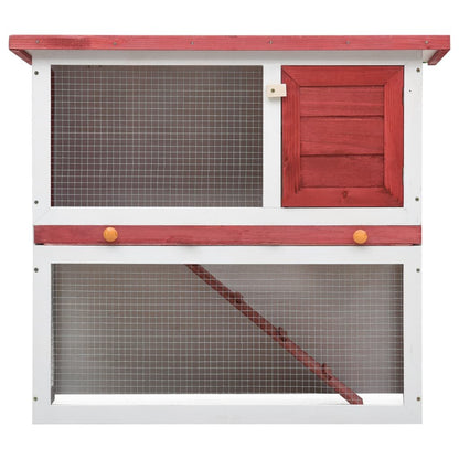 vidaXL Outdoor Rabbit Hutch 1 Door Red Wood - USA Pets