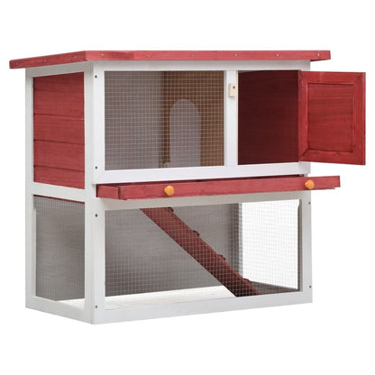 vidaXL Outdoor Rabbit Hutch 1 Door Red Wood - USA Pets