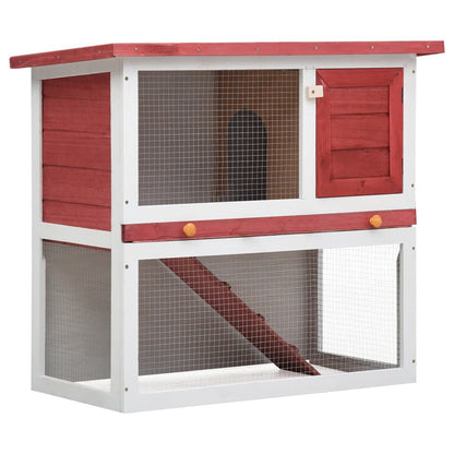 vidaXL Outdoor Rabbit Hutch 1 Door Red Wood - USA Pets