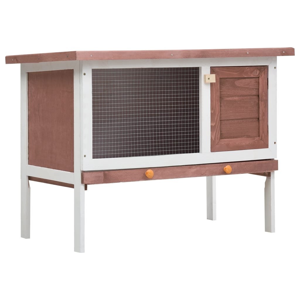 vidaXL Outdoor Rabbit Hutch 1 Layer Brown Wood - USA Pets