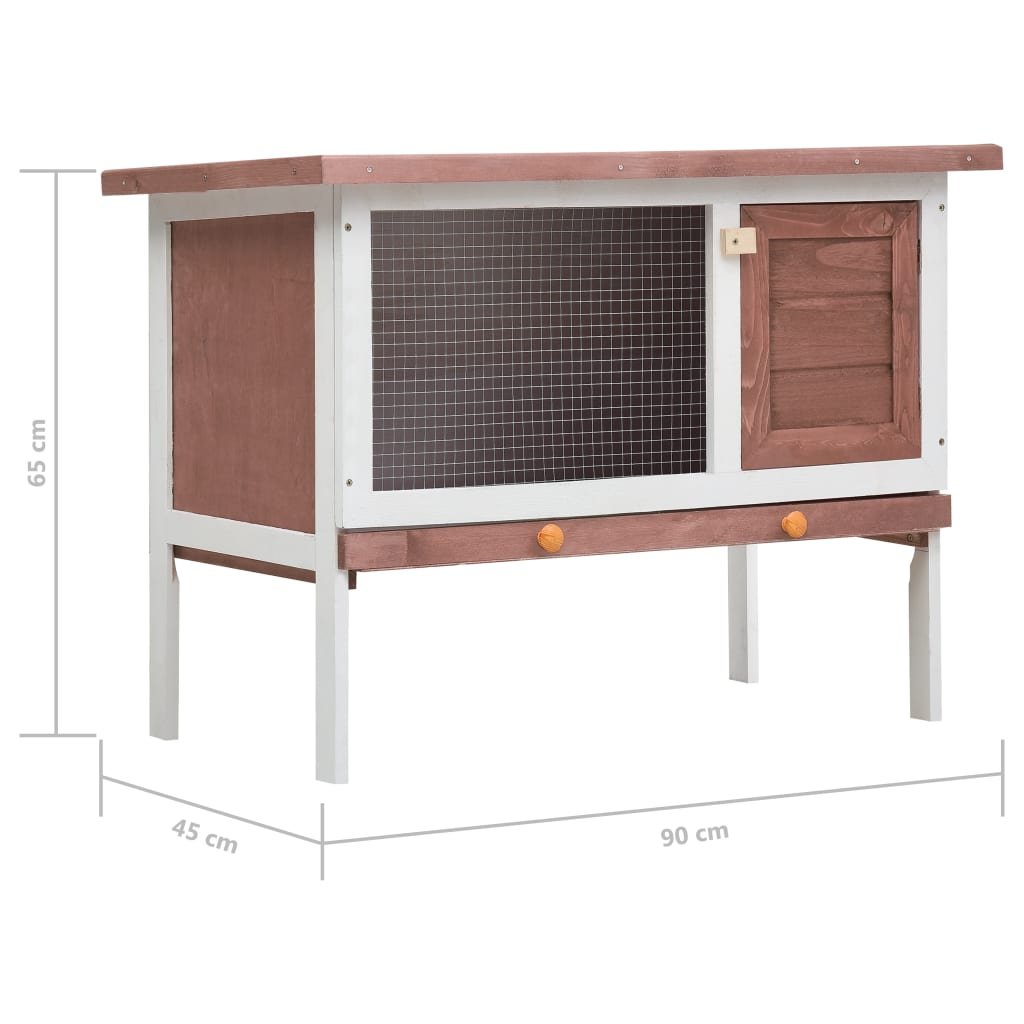 vidaXL Outdoor Rabbit Hutch 1 Layer Brown Wood - USA Pets