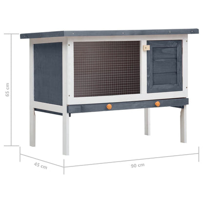 vidaXL Outdoor Rabbit Hutch 1 Layer Gray Wood - USA Pets