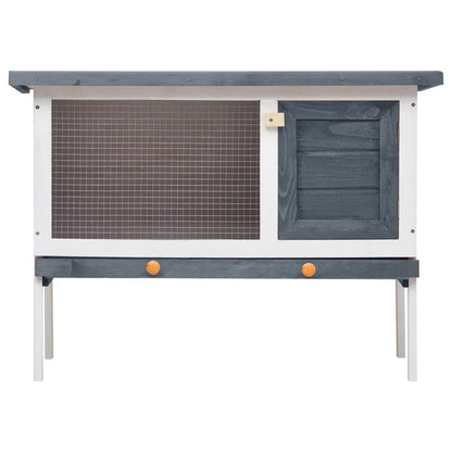 vidaXL Outdoor Rabbit Hutch 1 Layer Gray Wood - USA Pets