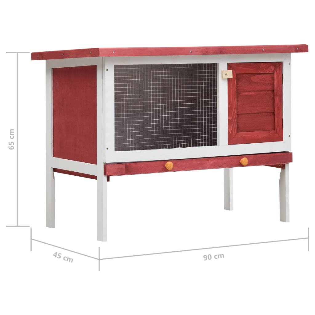 vidaXL Outdoor Rabbit Hutch 1 Layer Red Wood - USA Pets