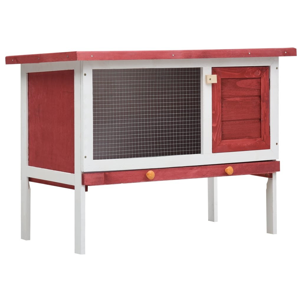 vidaXL Outdoor Rabbit Hutch 1 Layer Red Wood - USA Pets