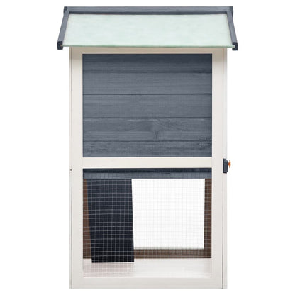 vidaXL Outdoor Rabbit Hutch 3 Doors Gray Wood - USA Pets