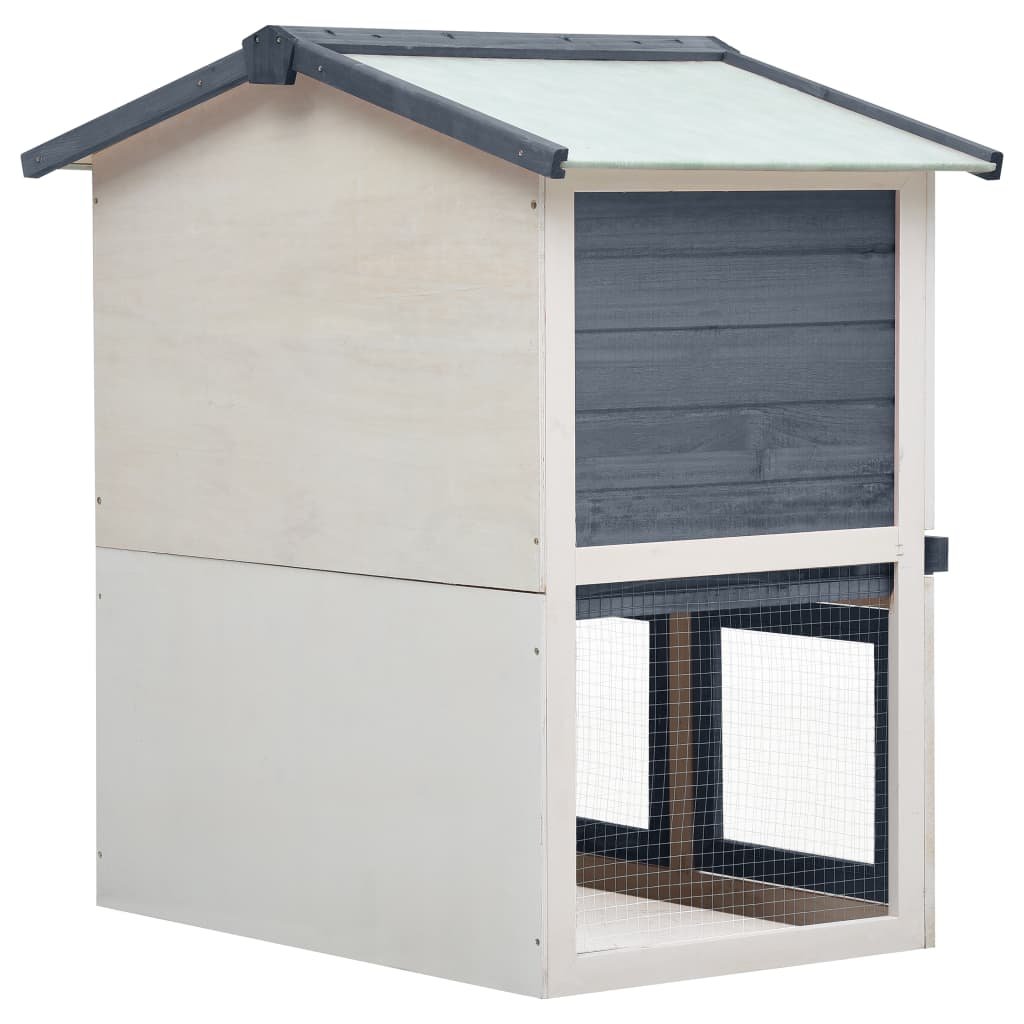 vidaXL Outdoor Rabbit Hutch 3 Doors Gray Wood - USA Pets