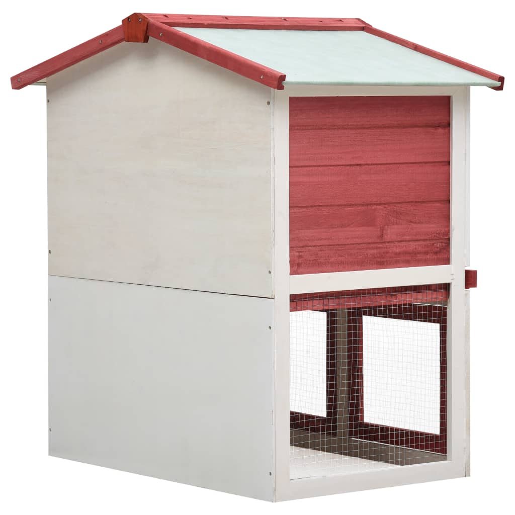 vidaXL Outdoor Rabbit Hutch 3 Doors Red Wood - USA Pets