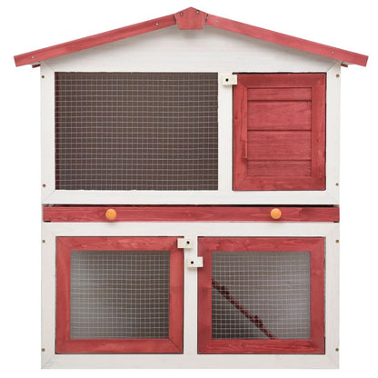 vidaXL Outdoor Rabbit Hutch 3 Doors Red Wood - USA Pets