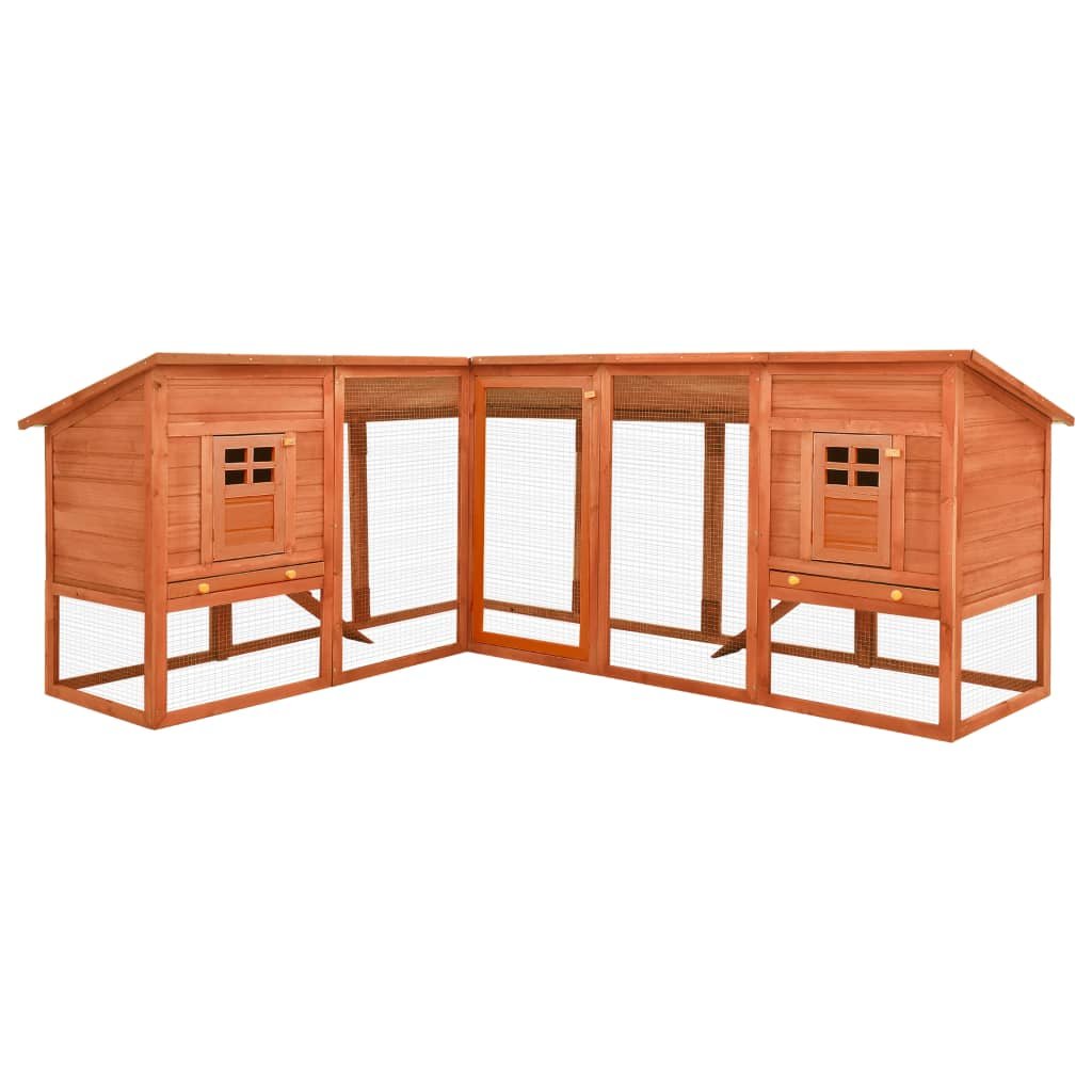 vidaXL Outdoor Rabbit Hutch with Run Brown Solid Fir Wood - USA Pets