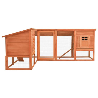 vidaXL Outdoor Rabbit Hutch with Run Brown Solid Fir Wood - USA Pets