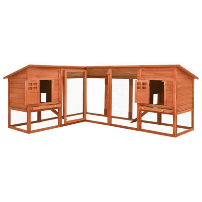 vidaXL Outdoor Rabbit Hutch with Run Brown Solid Fir Wood - USA Pets