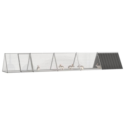 vidaXL Rabbit Cage Anthracite 198.6"x31.7"x28" Galvanized Steel - USA Pets